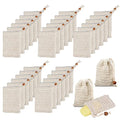 40Pack Soap Saver Bag Exfoliating Sisal Soap Pouch with Drawstring Bar Wooden Bead Foaming and Drying Exfoliating Net for Bath and Shower