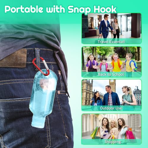 AIRNEY 100PCS Travel Hand Sanitizer Bottles with Keychains, 2oz Refillable Leak-Proof Containers for On-the-Go