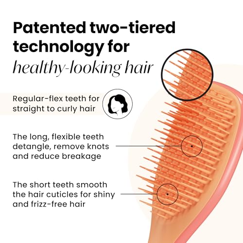 Mini Detangler Hairbrush for Kids and Travel - Salmon Pink & Apricot