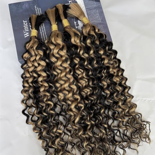 Boho Human Braiding Hair Curly 16 Inch 100G - Black & Honey Blonde