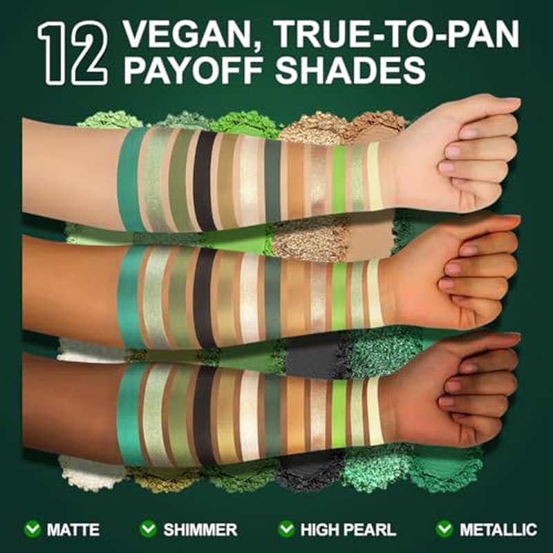 DE'LANCI Olive Green Eyeshadow Palette Multichrome, Ultra-Pigmented Chrome Brown Green Eye Shadow for Green Eyes Makeup, Matte Shimmer Dark Lime Emerald Eyeshadow Pallet for Goth Cos Christmas Makeup