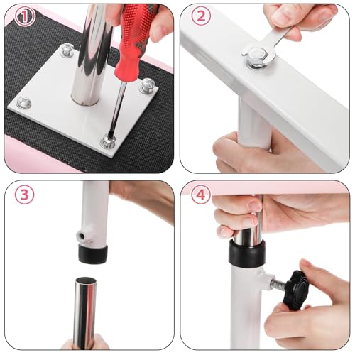 Hedume Adjustable Pedicure Footrest Stool for Salon & Home Beauty, Pink
