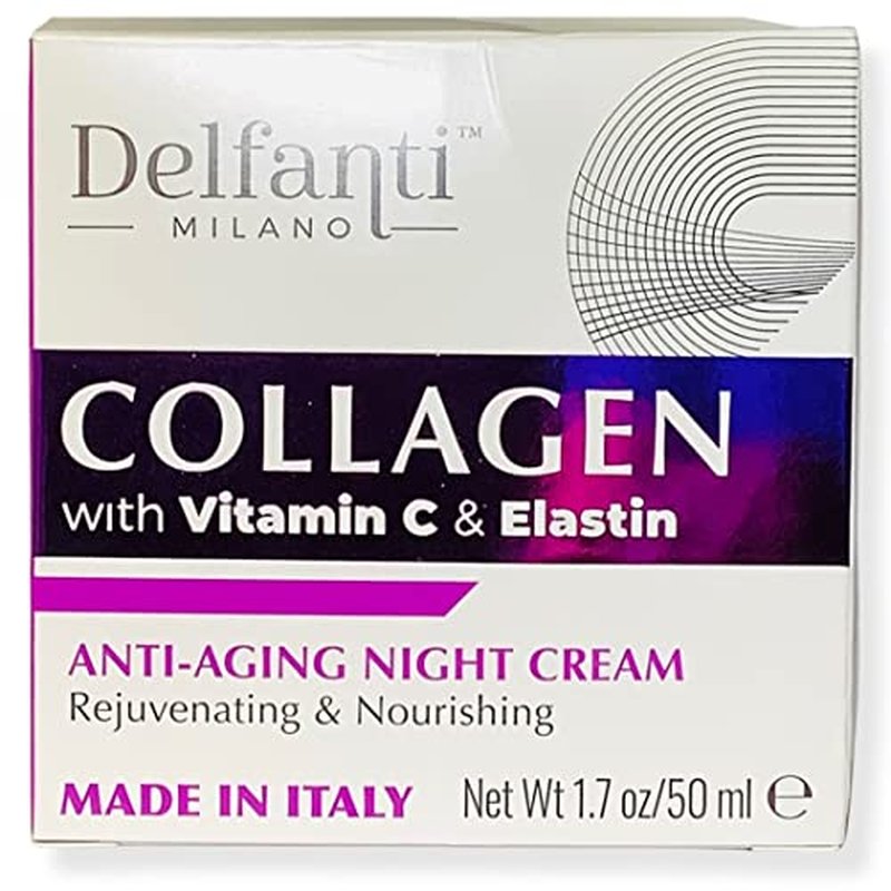 Delfanti-Milano ? COLLAGEN with VITAMIN C & ELASTIN ? Rejuvenating & Nourishing ? Anti-Aging Night Cream ? Face and Neck Moisturizer ? Made in Italy