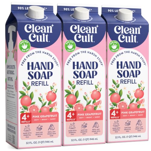 Liquid Hand Soap Refill Pink Grapefruit 32oz Pack of 3 - Moisturizing, Eco-Friendly