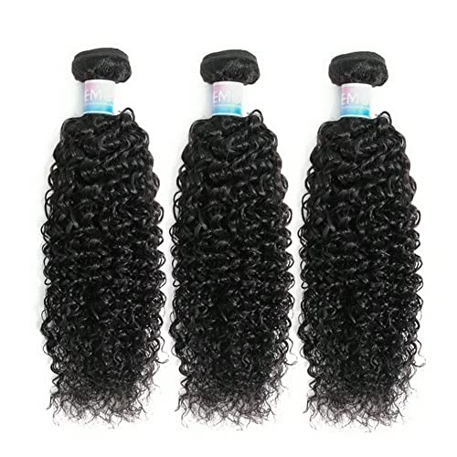 Kinky Curly Human Hair Bundles - 12, 14, 16 Inch Brazilian Weave Set - Natural Black