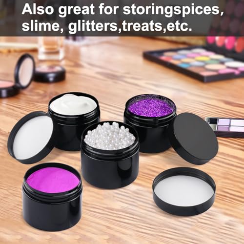 35 Pack 10 oz Black Plastic Jars with Black Lids - Wide Mouth Cosmetic Containers