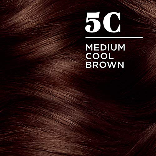 Clairol Nice 'n Easy Permanent Hair Color, 5C Medium Cool Brown, Pack of 3 Allergy Gentle Single-Step Hair Dye, Conditioners, Natural-Looking Color, Salon Highlights, Grey Coverage