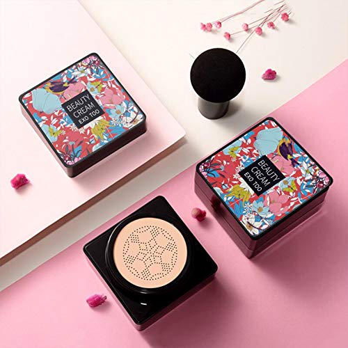 Mushroom Head Air Cushion CC Cream Foundation, Moisturizing BB Cream, Long Lasting Matte Concealer with Mushroom Head Sponges