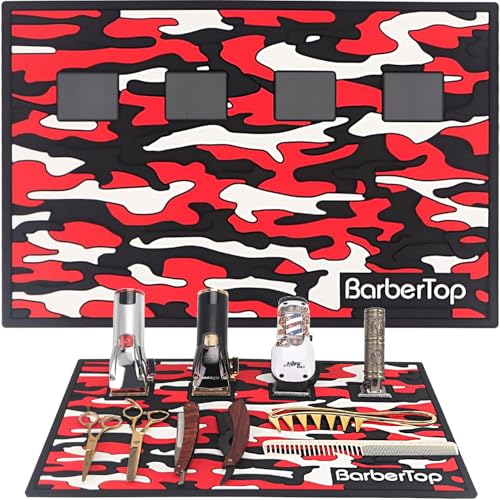 Salon Magnetic Tool Organizer Mat Red - Anti-Slip Heat-Resistant Workstation Pad 11.8x17.7in