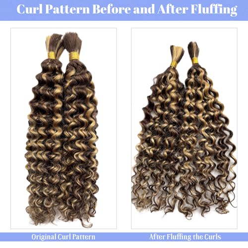 Licoville Ombre Braiding Hair 4/27 Boho Curly Bundles 18 Inch - Human Hair