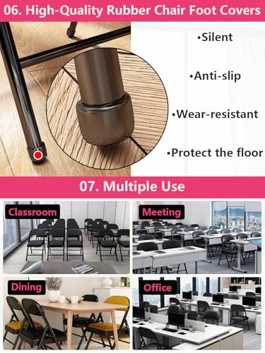Black PU Leather Folding Chairs with Cushion 4 Pack Heavy Duty Steel - Variation: Black PU Leather