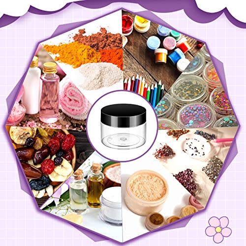 Clear Plastic Jars with Lids - 4 Oz Black - Bulk 150 Pack for Cosmetics