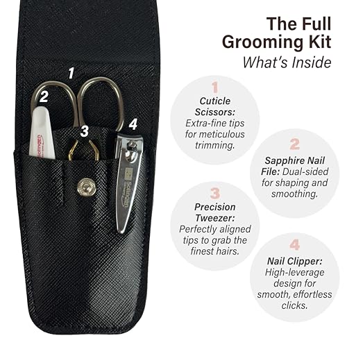 Black Solingen Manicure & Pedicure Set for Men & Women with Travel Case
