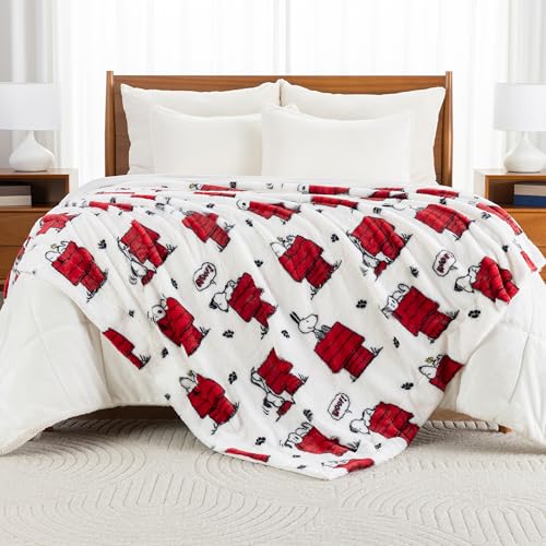 Queen Size Faux Rabbit Fur Snoopy Blanket - Regular White, 90x90 Inches, Plush Cozy Throw for Bed & Sofa with Variation