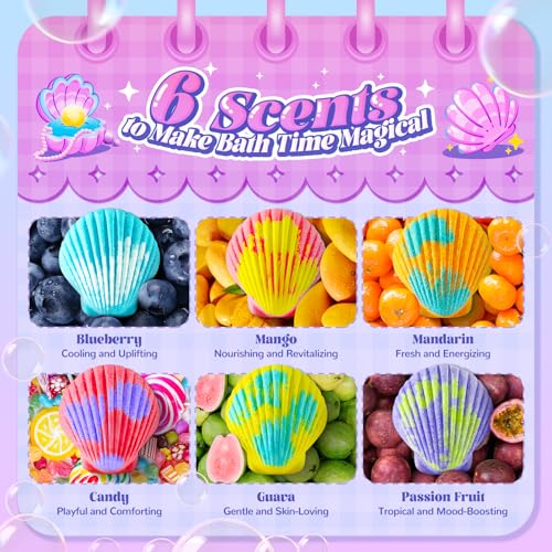 Shell Bath Bombs Set with Mermaid & Unicorn Surprise Toys for Kids