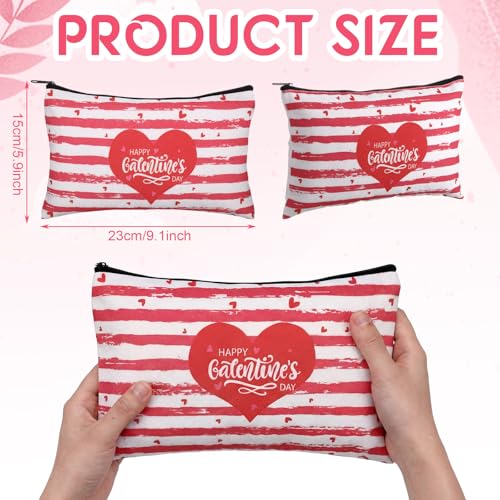 FoldTier 9 Pcs Galentine's Day Gift Bags Set – 9.1 x 5.9 in Canvas Zip Bags for Friends