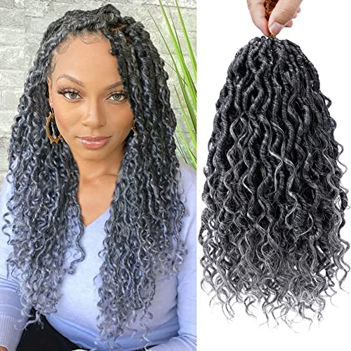 Grey Faux Goddess Locs Crochet Hair 12 Inch - T1B/Grey, Pack of 6