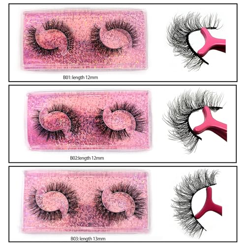 40 Pairs Fluffy False Eyelashes Bulk 10 Styles 12-15mm Natural Look Reusable