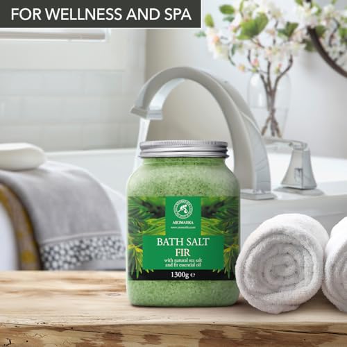 Fir Bath Salt with Natural Fir Essential Oil – Relaxing 46 oz Sea Salt for Bath & Body Care