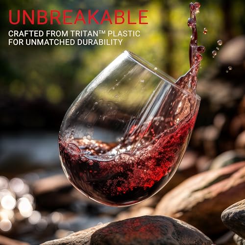16 oz Unbreakable Plastic Wine Glasses Set of 12 - Shatterproof Tritan Drinkware