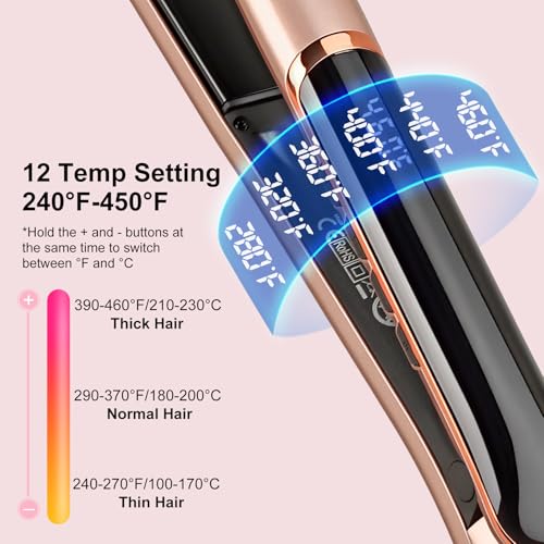 Professional Flat Iron Hair Straightener with Floating Plates & Adjustable Temp