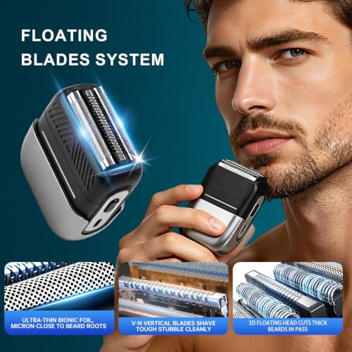 Qasoiti Gunmetal Gray Portable Electric Foil Shaver for Men Face