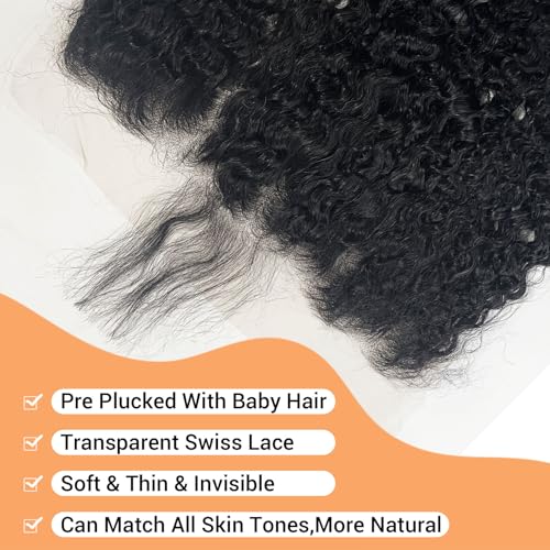 Black Burmese Curly 16 Inch HD Lace Frontal Human Hair 13x6 Pre-Plucked with Baby Hair