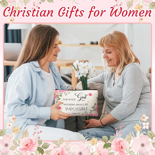 HUFAND 24Pcs Christian Gifts for Women Makeup Bags & Butterfly Keychains Set - Inspirational Religious Gift Set