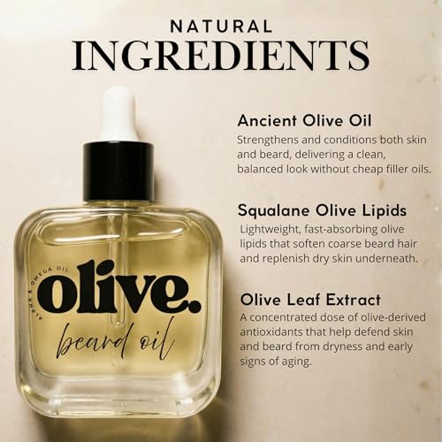 Beard Oil for Men - Growth Serum with Olive Oil & Squalane | Deep Conditioning & Hydration