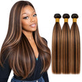 Brown P4/30 Ombre Human Hair Bundles - 12, 14, 16 Inch, Double Weft, Full & Silky