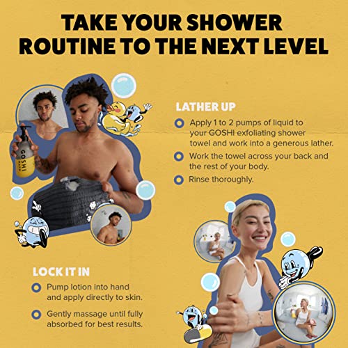 GOSHI Super Vitamin Body Wash and Body Lotion Bath Set - 20 oz pH-Balanced Moisturizing Body Wash and Lotion for Men and Women and All Skin Types