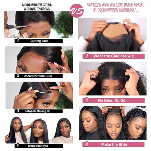 5x5 HD Lace Front Human Hair Wig for Black Women, Glueless Body Wave, 8 Inch