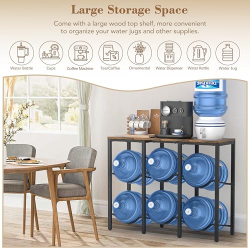 5 Gallon Water Jug Holder Stand with 3-Tier Shelves and Large Top Shelf