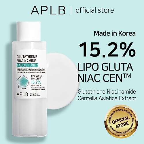 APLB Glutathione Niacinamide Facial Toner | LIPO GLUTA NIAC CEN¢â 15.2% 5.41 FL.OZ/Korean Skincare, Replenishing Moisture, Revitalize for Gentle and Improve Skin Texture Through Niacinamide