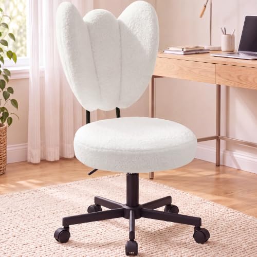 TV-Cloud Petal Vanity Chair with Wheels - Tall Office Chair for Girls Women, Ergonomic Flower-Shaped Backrest