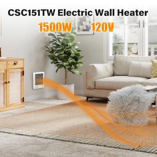 Wall Mounted Electric Heater with Thermostat - Deep White