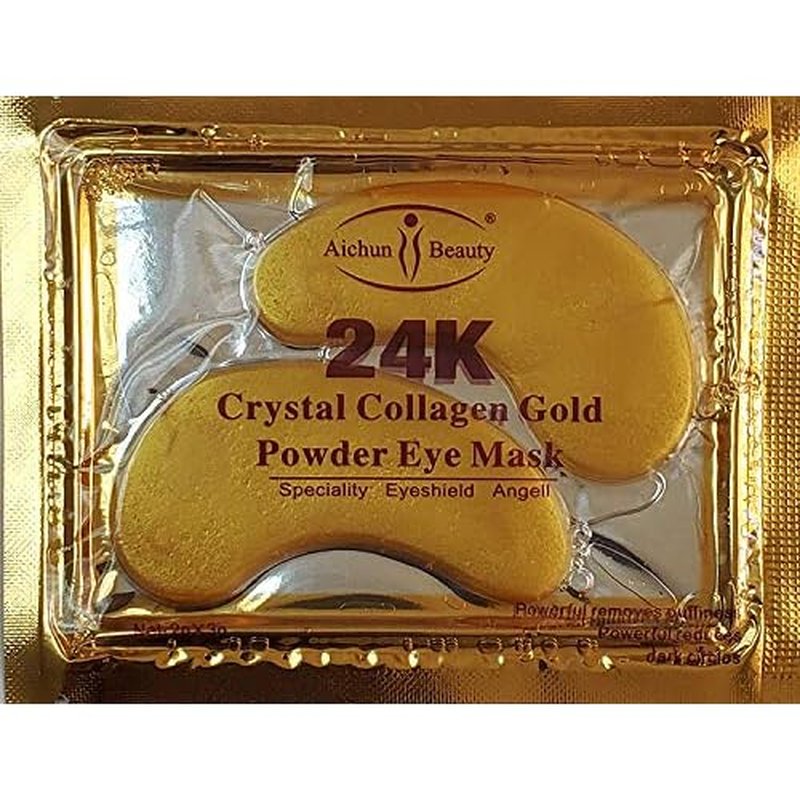 AICHUN BEAUTY 100 Pairs Crystal 24K Gold Powder Gel Collagen Eyes Masks Sheet Patch Anti Ageing Remove Bags Dark Circles & Puffiness Skin Care Anti Wrinkle Moisturising Hydrating