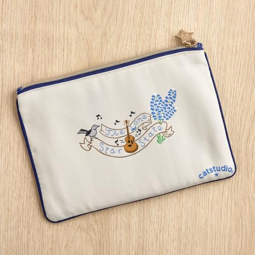 Natural Texas Zipper Pouch Purse - Travel Cosmetic & Makeup Bag - Texas Variation