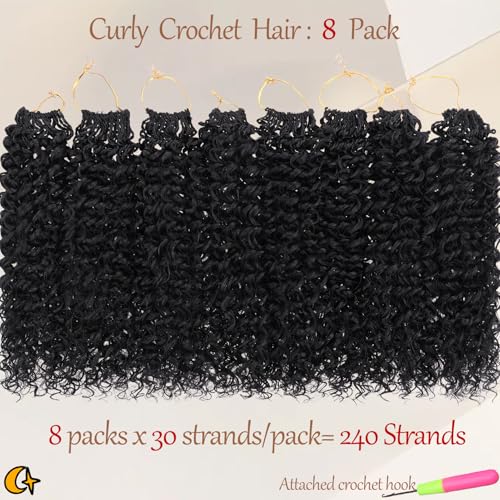 Beverlee 12-Inch Micro Twist Crochet Hair 8 Packs, 1B/30 # Pre Looped Kinky Curly Synthetic