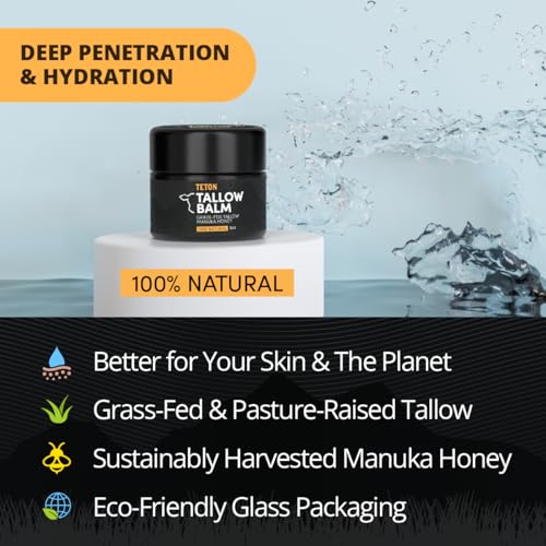 TETON Grass-Fed Beef Tallow Face & Body Moisturizer with Manuka Honey 2oz