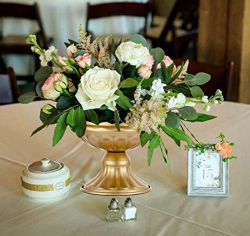 Hewory Gold Metal Vases for Centerpieces - 10pcs, 6.5in Wedding & Party Decor