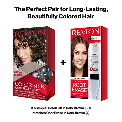 Revlon ColorSilk Hair Color Dark Brown Pack of 5 - Permanent Hair Dye