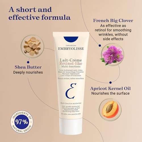 Embryolisse Lait-Cr?me Retinol Alternative Anti-Aging Face Moisturizer & Makeup Primer for Normal to Sensitive Skin. Reduces Fine Lines, Wrinkles & Puffiness, 2.54 Fl Oz