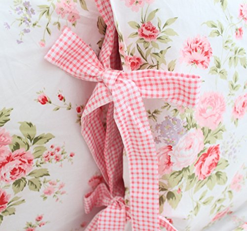 FADFAY Cotton Queen Bed Sheets Set with Rose Floral Print, 4-Piece, Bulgaria Rose Variation
