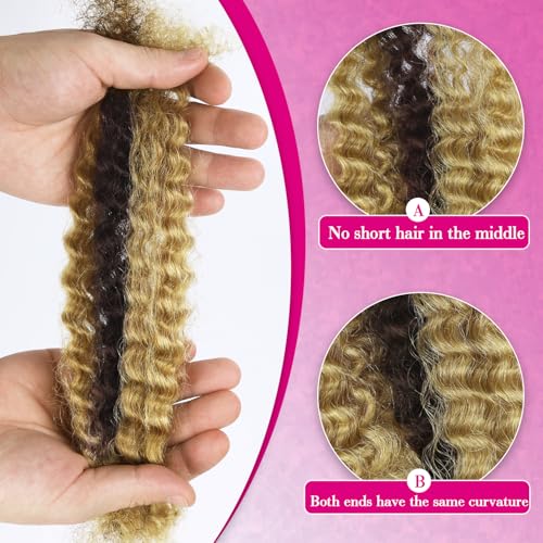 FQ Afro Kinky Curly Human Hair Extensions Highlight 14 Inch Bulk for Braiding & Dreadlocks