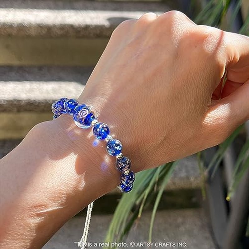 ARTSY Crafts Glow in The Dark Firefly Beads Bracelets Necklaces, Luminous Murano Glass Beads Jewelry Mermaid Crystals Healing Inspirational Bracelet Bangle