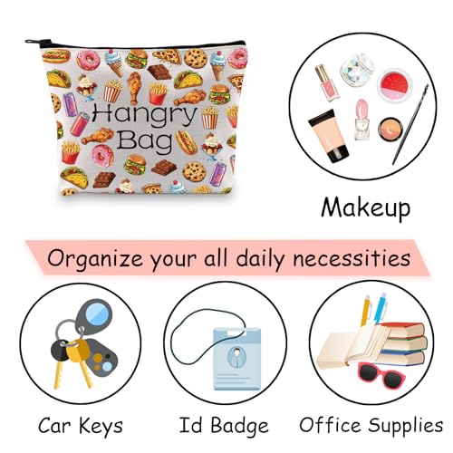 JXGZSO Funny Foodie Gift Hangry Bag Snack Travel Makeup Bags Emergency Snacks Food Storage Bag Snack Lover Gift