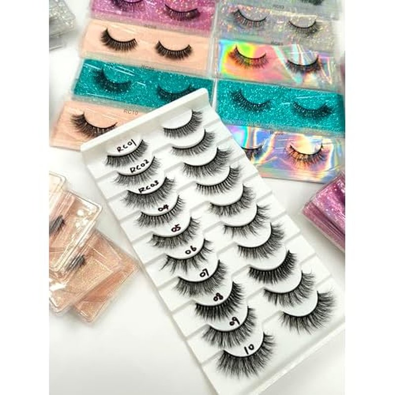 10 Pairs False Eyelashes Natural, Wholesale 5D Fuffy Volume Lashes, Faux Mink Eyelash Bulk with Portable Boxes