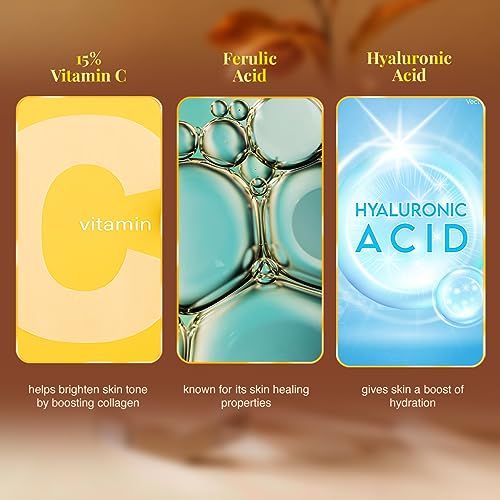 VLCC Vitamin C Serum - 30ml | With Ferulic Acid, Hyaluronic Acid, and 15% Vitamin C
