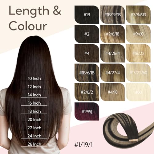 Hotbanana Tape-in Hair Extensions 16 Inch Natural Black to Light Blonde 20pcs 50g